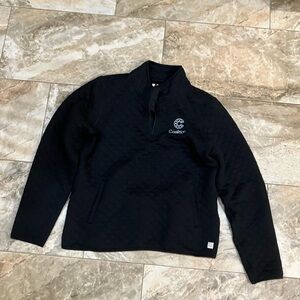 Marine Layer Corbet Quilted Pullover 1/4 Zip Mock Neck Sweater Men large black